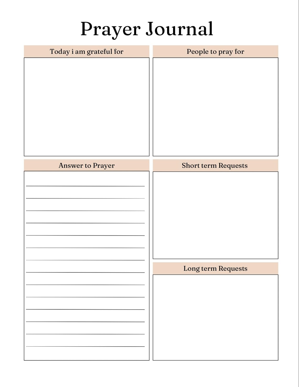 Printable Christian Prayer Journal PDF – Daily Prayer & Gratitude ...