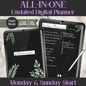 All In One Digital Planner | Dark Mode Digital Planner | GoodNotes Planner | Ipad Planner | Ultimate Digital Planner | Digital Planner Dark