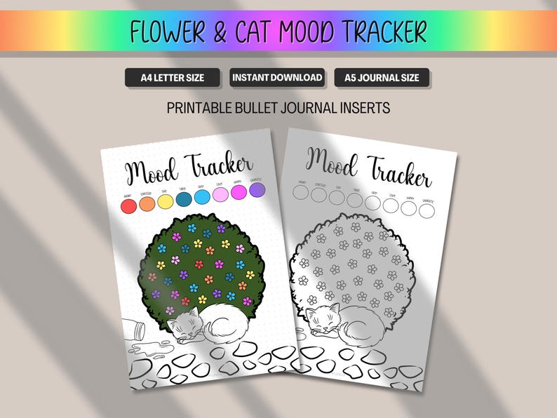 Mood Tracker, Printable Feelings Premade Bullet Journal Page ...