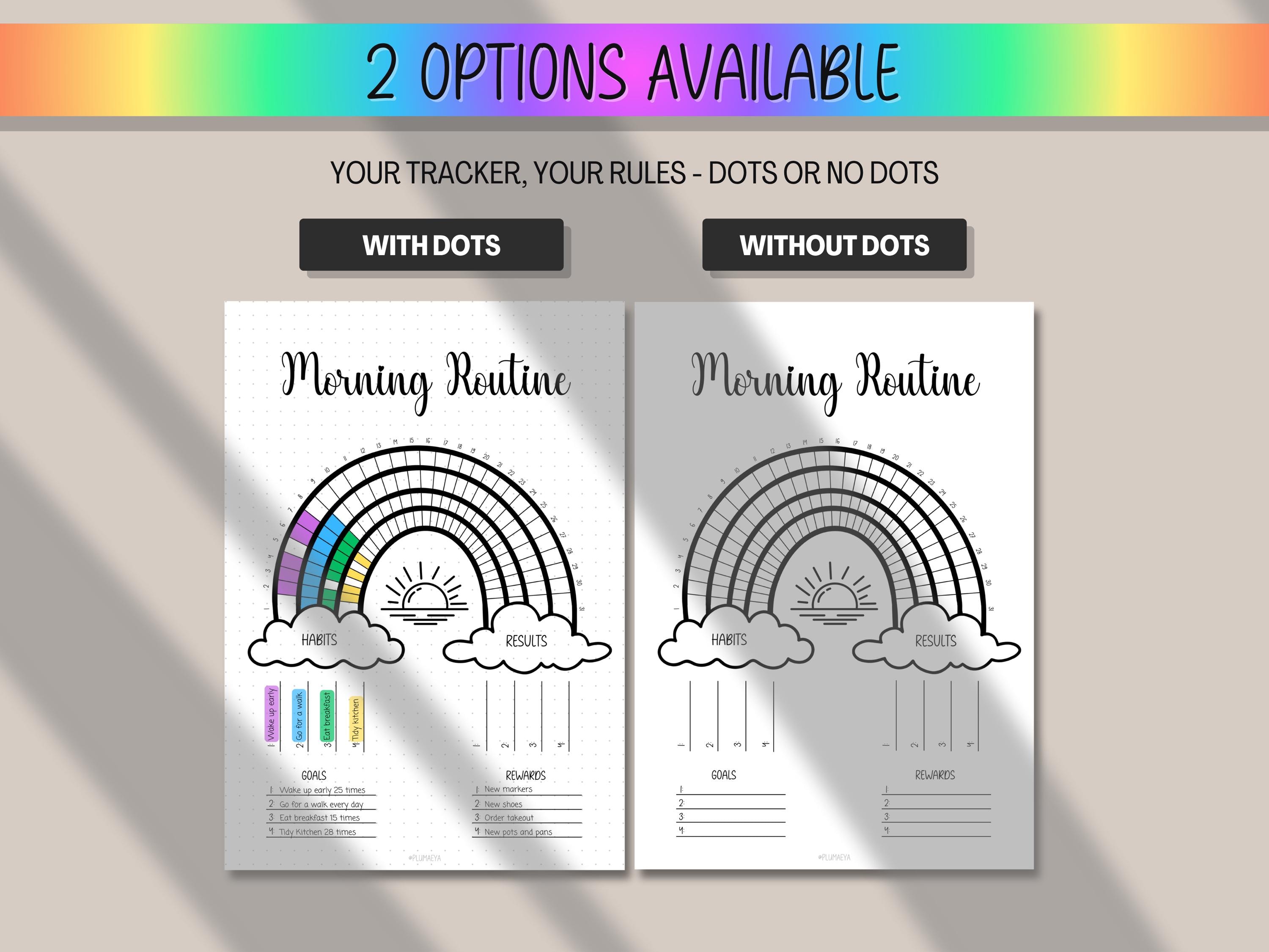 Morning Routine Tracker, Printable Premade Bullet Journal Page, Monthly ...
