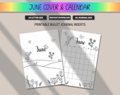 June Calendar & Cover Page, Monthly Planner Title Premade Bullet Journal Insert, Printable Coloring for BUJO BulletJournal, A5 A4 Letter PDF