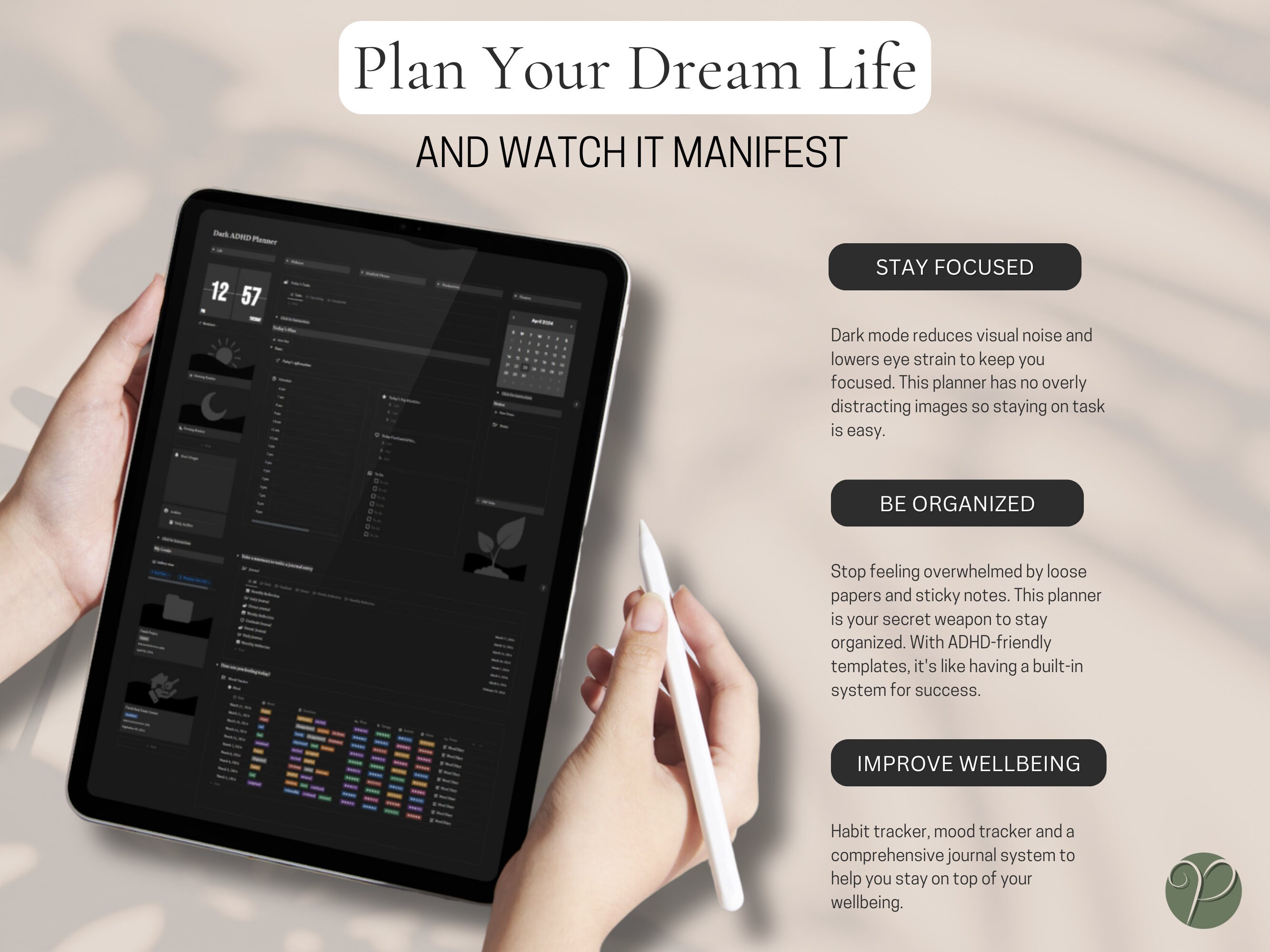 Notion Life Planner ADHD Dark Mode Notion Template for ADHD Digital ...