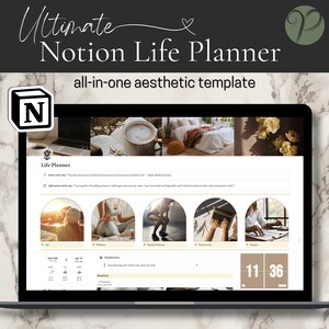 That Girl Notion Life Planner Template, Notion Template, Notion Planner, Notion Life Planner, Notion Aesthetic Planner, Notion Dashboard