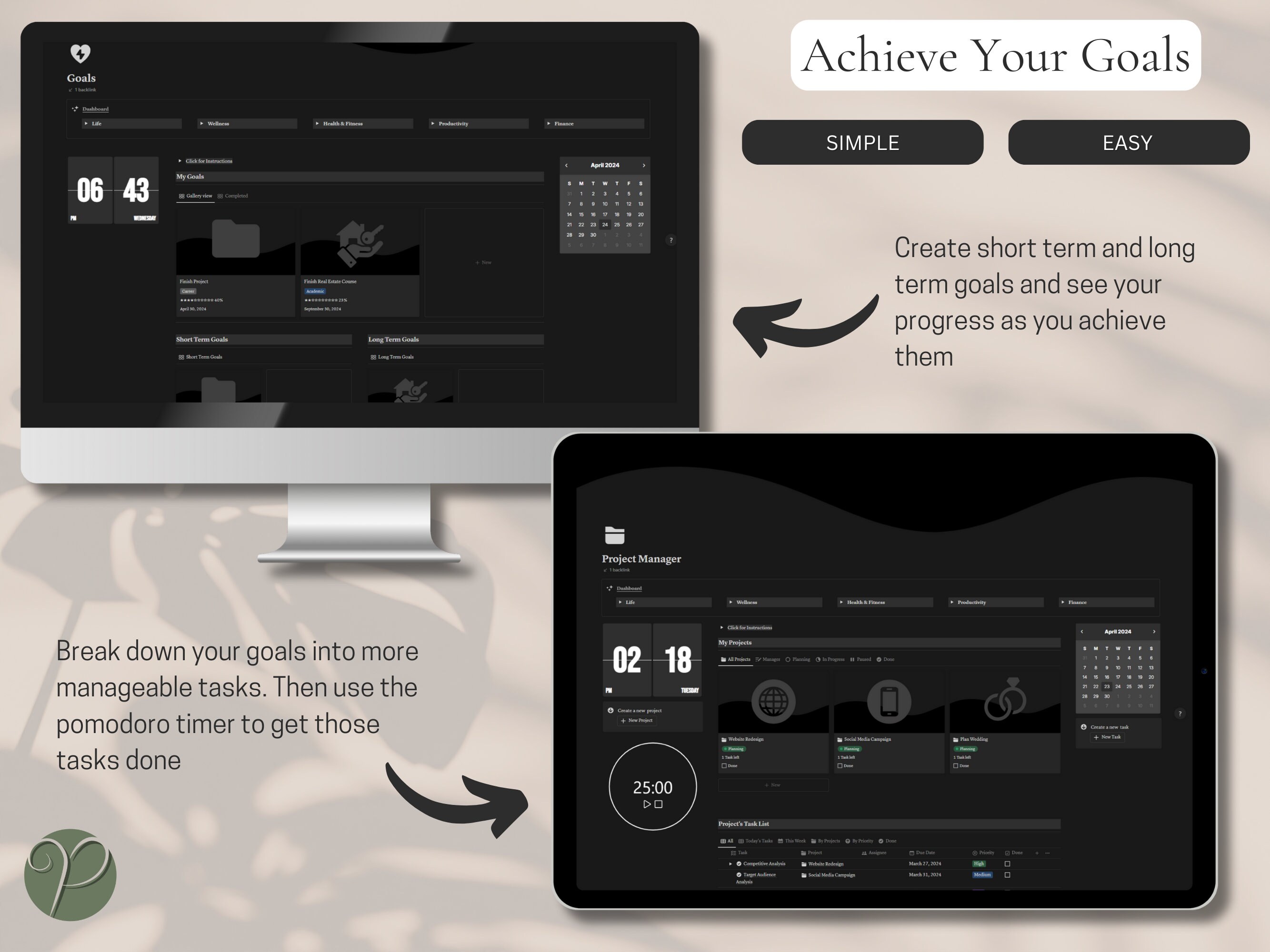 Notion Life Planner ADHD Dark Mode Notion Template for ADHD Digital ...