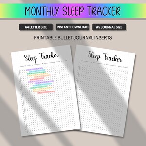 Månatlig sömnrapport, 24-timmars utskrivbar sömnlogg, daglig tupplurslogg, hälsosam vanaregistrering för Bullet Journal, A5 A4 Letter PDF