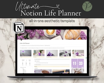 Purple That Girl Notion Life Planner Template, Notion Template, Notion Planner, Notion Life Planner, Notion Aesthetic, Notion Dashboard