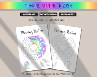 Morning Routine Tracker, Printable Premade Bullet Journal Page, Monthly, Daily Goals, BUJO Habit Tracker, Planner Insert, A5 A4 Letter PDF