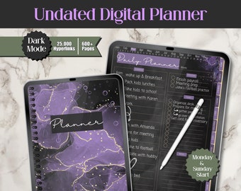 Dark Mode Digital Planner | Undated | All In One Digital Planner | GoodNotes Planner | Teacher Planner | Adhd Planner | Student Planner