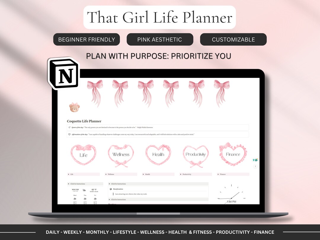 That Girl Notion Planner Template Notion Life Planner Ultimate Life ...