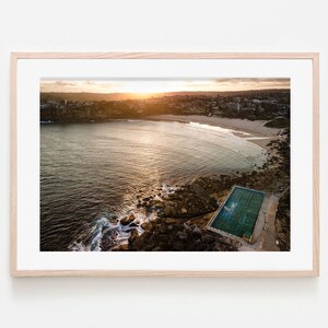 Sydney Australia Aerial Sunset Beach Art Print, Coastal Beach Decor, Beach House Decor, Landscape Wall Art, Large Ocean Poster, Coastal Art