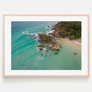 Byron Bay Australia Aerial Beach Art Print, Coastal Beach Decor, Beach House Decor, Large Ocean Print Poster, Living Room Beach Wall Art
