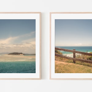 Set of 2 Blue Beach Ocean Views Prints, Beach House Decor, Coastal Printable Set PDF, Digital Coastal Wall Art, Beach Theme Download Print