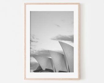 Sydney Opera House Black and White Poster Wall Decor, Modern Wall Art, Australian Travel Photography, Sydney Architecture Poster Art Print