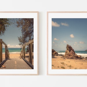 Set of 2 Vintage Beach Trail Print, Beach House Decor, Coastal Printable Set PDF, Digital Coastal Wall Art, Beach Theme Download Print