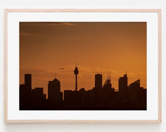 Sydney Australia Skyline Print, Sydney Cityscape Sunset Poster, City Skyline Prints, Australian Modern Wall Art, Sydney Travel Poster Gift