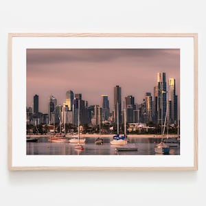 Melbourne Australia Skyline Print, Cityscape Sunset Poster, City Skyline Prints, Australian Modern Wall Art, Melbourne Travel Poster Gift