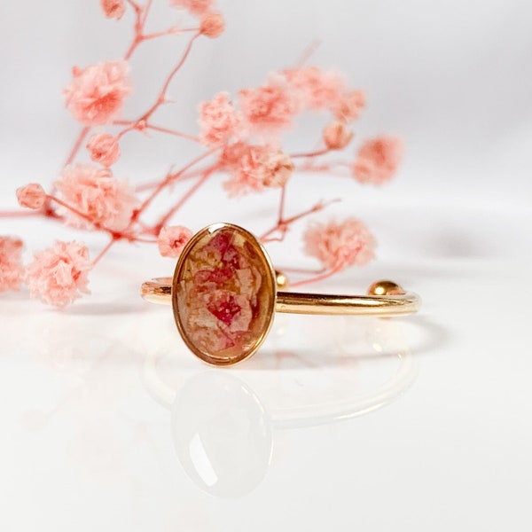 Geburtsblume Ring // handgemacht gepresst echt Blüte Resin Schmuck Stapelring natürlich boho minimal gold Geschenk für Frau Sie Geburtstag