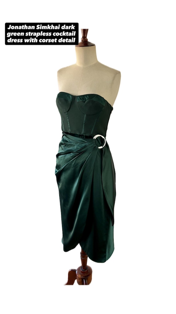 Jonathan Simkhai Strapless Cocktail Dress Dark Green US 6/ Corset Evening Dress Size M - Etsy Jonathan Simkhai Strapless Cocktail Dress Dark Green US 6/ Corset Evening Dress Size M - Etsy