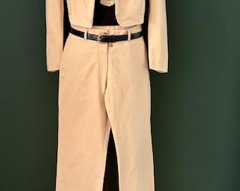 Authentic 80s Yves Saint Laurent beige pantsuit in size M