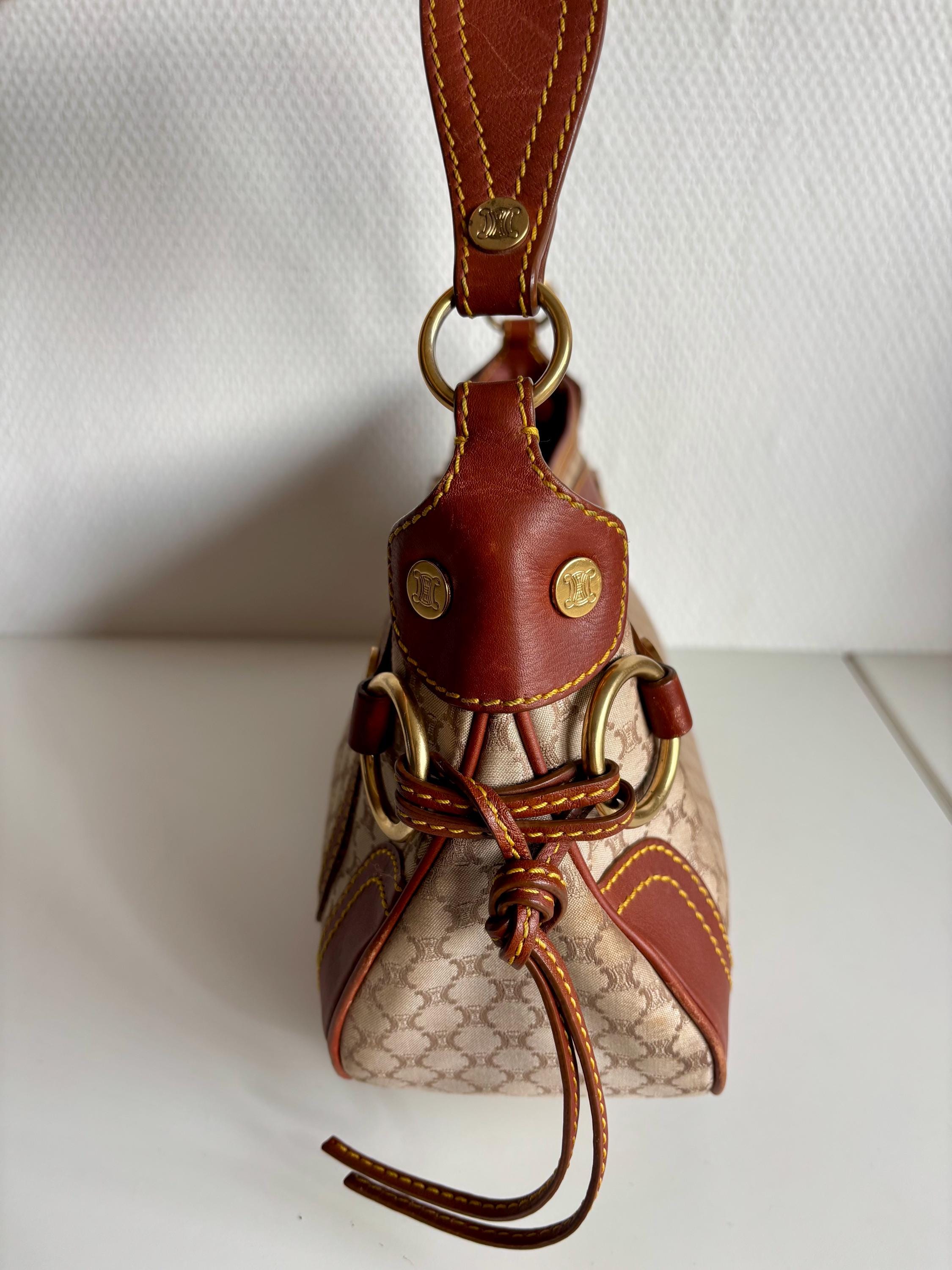 Celine Macadam Baguette Shoulder Bag Vintage Canvas Designer 90s 