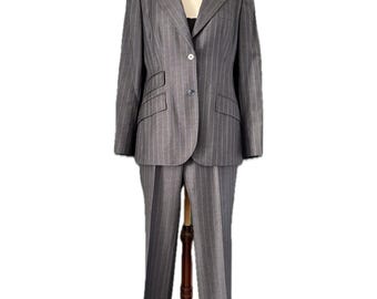 Authentic Dolce & Gabbana dark gray striped pantsuit in size M