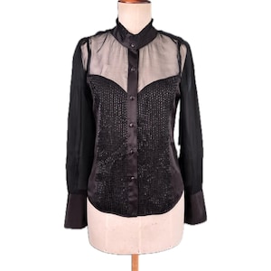 Authentic Jean Paul Gaultier black silk blouse in size S