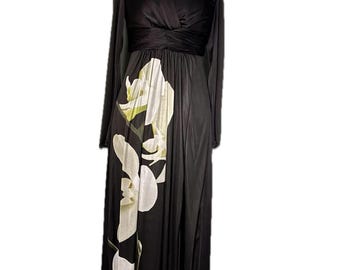 Altuzarra Long Black Dress with Front Slit/ Deep V-Neck Evening Gown Size XS