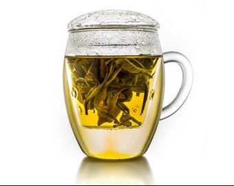 Creano Tea Glass -All in One- Tea Strainer & Cover/Lid