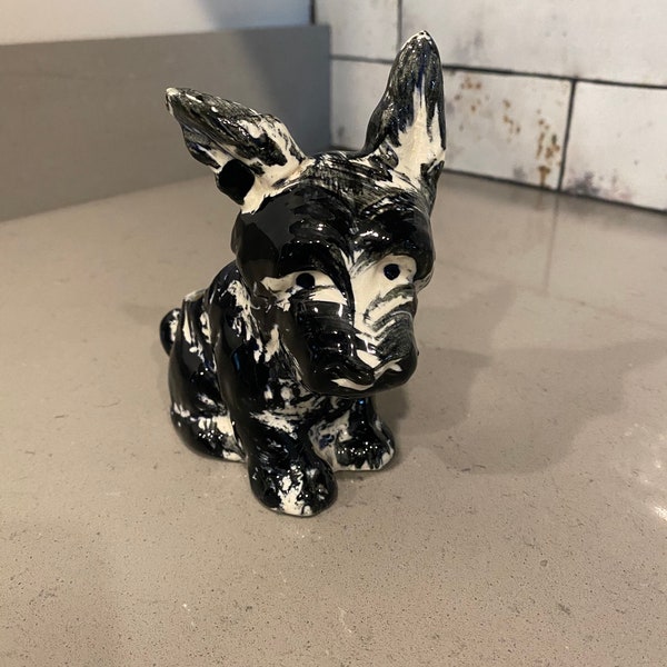 Rare Find MCM Black and White Scottie Dog Planter