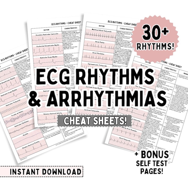 ECG Rhythms & Dysrhythmias Cheat Sheets