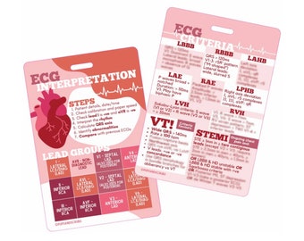 12-Lead ECG Interpretation Criteria | Cardiac Nursing Reference Badge Card