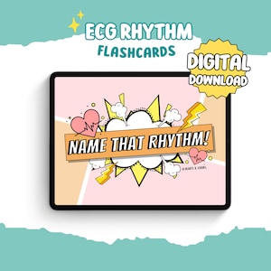¡Adivina el ritmo! Tarjetas digitales de ECG / PDF con hipervínculos / Descarga instantánea / Enfermeras, recién graduados, estudiantes del NCLEX