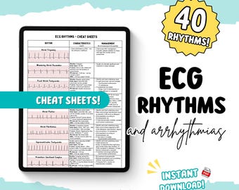 ECG Rhythm Cheat Sheets: 40 Cardiac Rhythms (Digital Download)