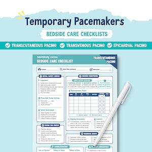 Temporary Cardiac Pacing Bedside Care | Printable Nurse Checklists | Transvenous, Transcutaneous, Epicardial (Instant Download)
