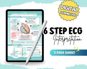 6 Steps in Rhythm Strip Interpretation | ECG Basics |  Nursing Students NCLEX (Digital Download)