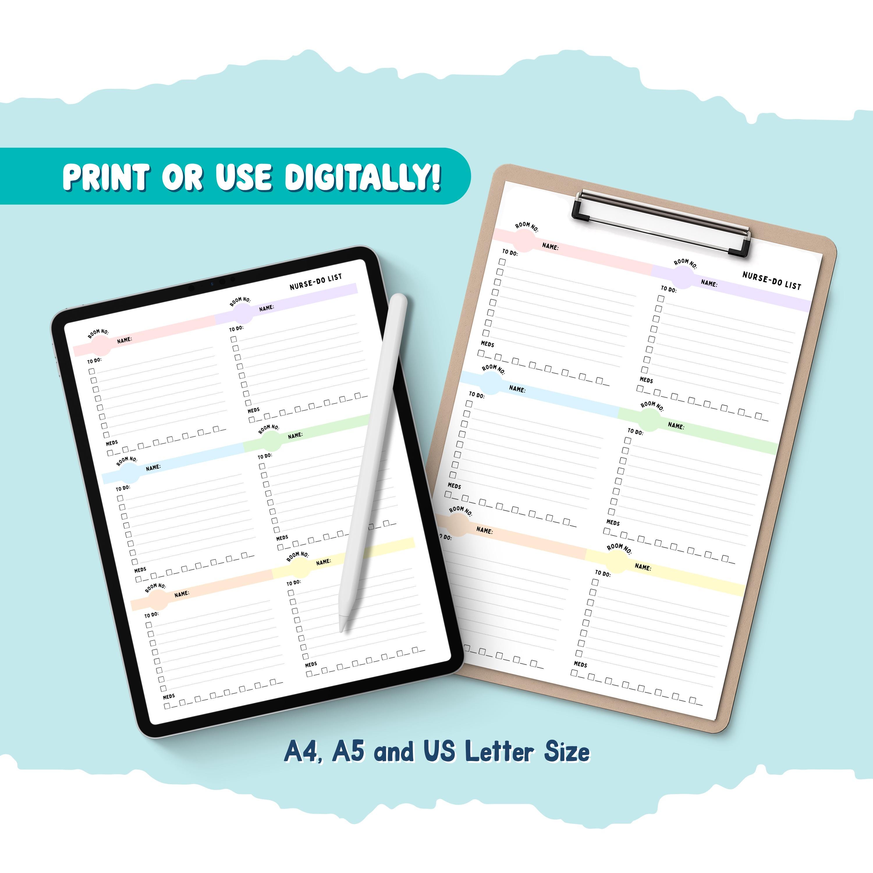 Nurse to Do List | Shift Task Planner | Digital Download | for Nursing ...