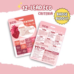 12-Lead EKG Badge Buddy: ECG Interpretation Criteria Card