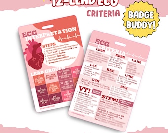 12-Lead EKG Badge Buddy: ECG Interpretation Criteria Card