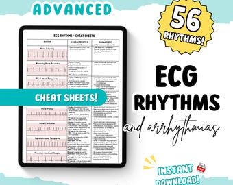 Advanced ECG Rhythms & Dysrhythmias Cheat Sheets | 55+ Rhythms | Nurse Study Guide (Digital Download)
