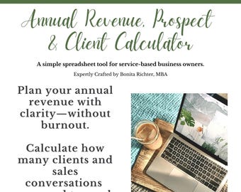 Revenue Planning Spreadsheet for Service-Based Businesses | Prospect & Client Calculator | Beginner Friendly