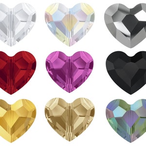 SWAROVSKI 5741, Swarovski Heart Beads, 8 mm, 12 mm, Crystal AB, Light Siam, Silver Night, Rose, Paradise Shine, Amethyst, Fuchsia