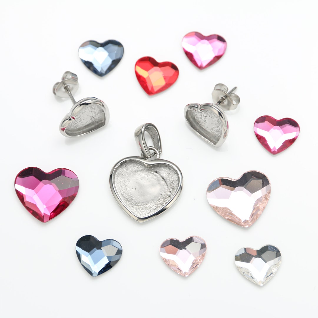 Stainless Steel Base, Swarovski Crystals, Blank Base, DIY Heart ...