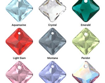 Swarovski 6431 • Princess Cut Pendant • Faceted Square Crystal • Diamond Style Component for Elegant Jewelry