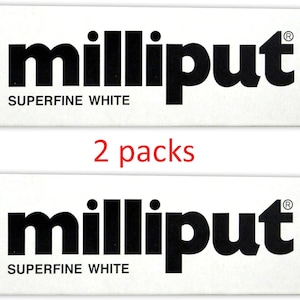 May include: Two packs of Milliput Superfine White epoxy putty, a modeling compound used for sculpting and filling gaps.