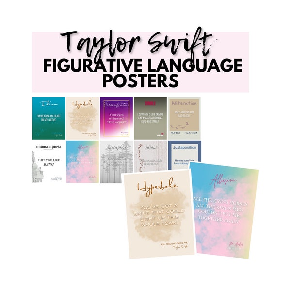 Taylor Swiftie Eras Figurative Language Classroom Posters