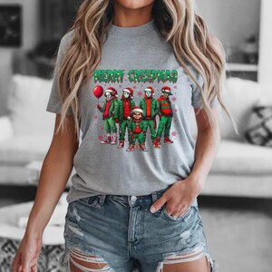 Horror Christmas Funny Holiday Tee, Holiday Horror Movie Graphic T shirt, Spooky Christmas party unisex Xmas tshirt, Gift for horror fans
