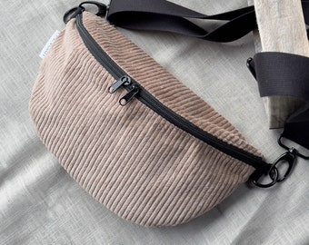 Bum bag cord beige / Hipbag cord / Crossbody bag ladies / Cord bag / Belt bag cord / Gift for women