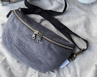 Bum bag corduroy grey / Hipbag corduroy / Crossbody bag ladies / Corduroy bag / Belt bag corduroy / Gift for women