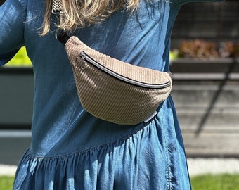 Belt bag cord beige / cord belly bag / belt bag / cord bag / crossbody bag / hip bag / cord bag / shoulder bag women's small