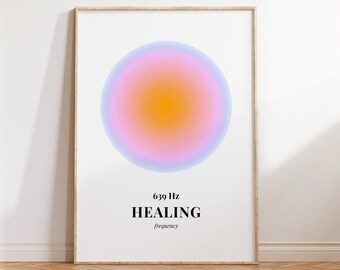 Healing Frequency Print, Aura Poster, Gradient Wall Art, Spiritual Print, Printable Art, Positive Affirmation, Aura energy, DIGITAL DOWNLOAD